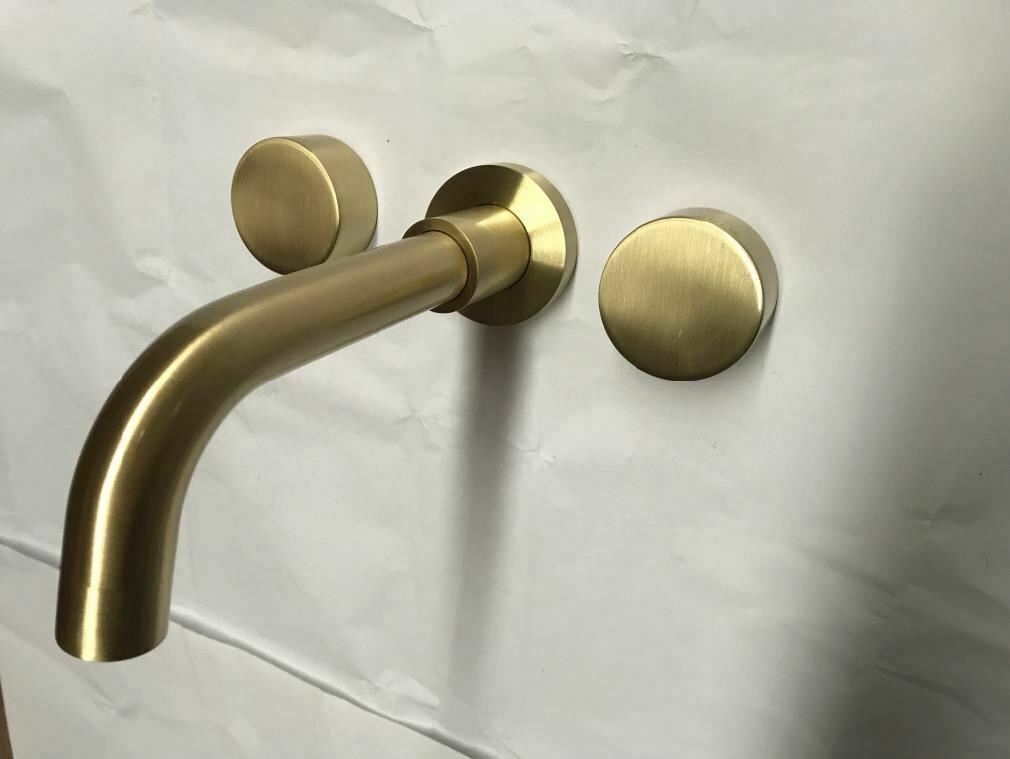Burnished Gold Brushed Brass mixer WaterMark WELS round taps wall faucet basin