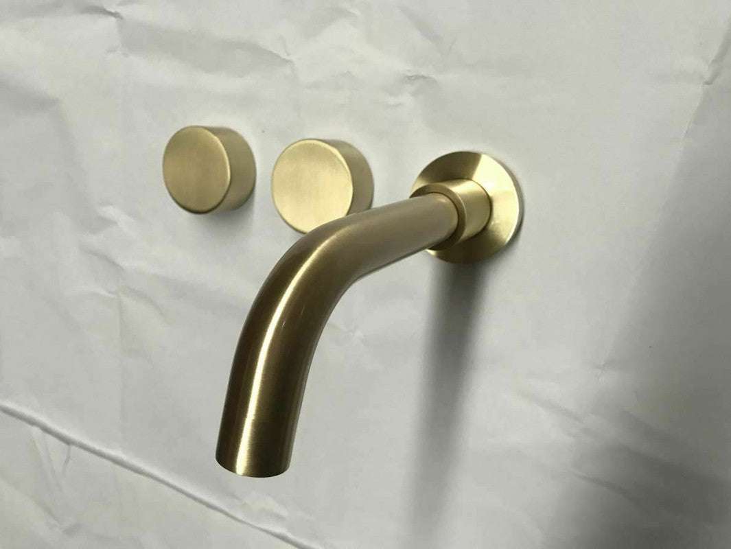 Burnished Gold Brushed Brass mixer WaterMark WELS round taps wall faucet basin