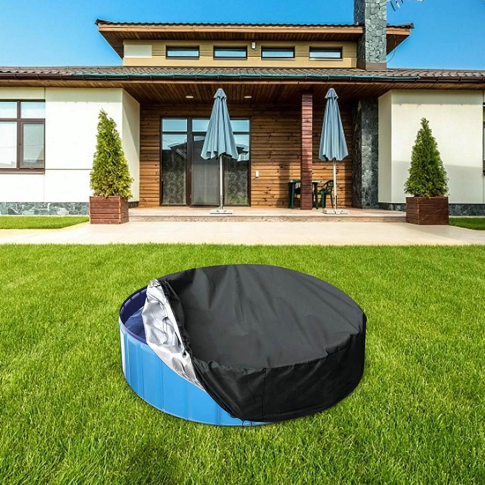 82x30cm Foldable Sunscreen Pool Cover - Dustproof Round Black & Silver