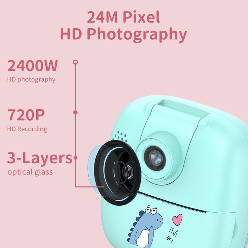 Blue Cartoon Kids Digital Camera with Rotating Lens - A18 Hd Printable