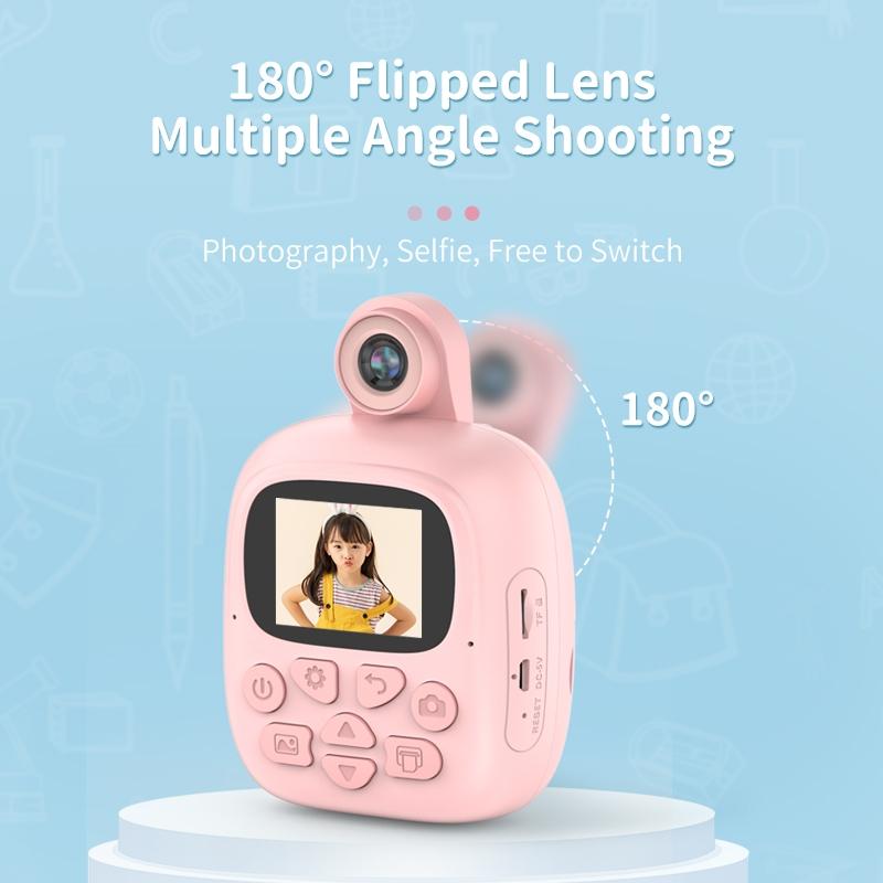 Blue Cartoon Kids Digital Camera with Rotating Lens - A18 Hd Printable