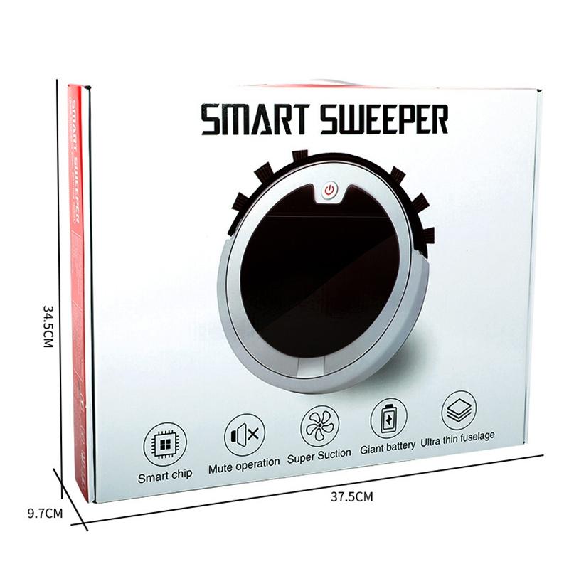 Smart Home Sweeping Robot with Remote Control and Large Suction - White Black