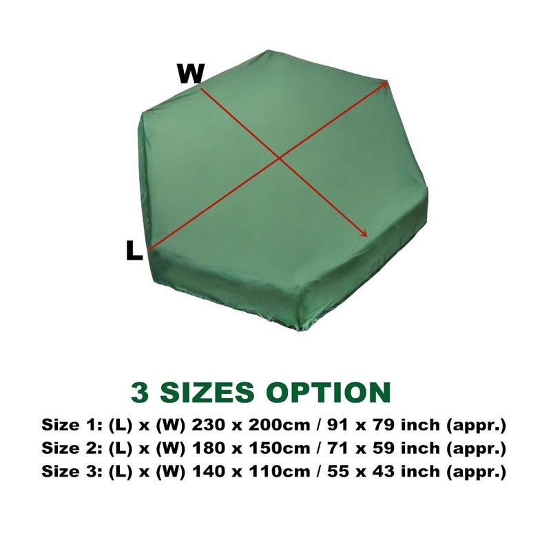Hexagonal Bunker Toy Cover - 180x150cm - Uv Dust and Waterproof - Green