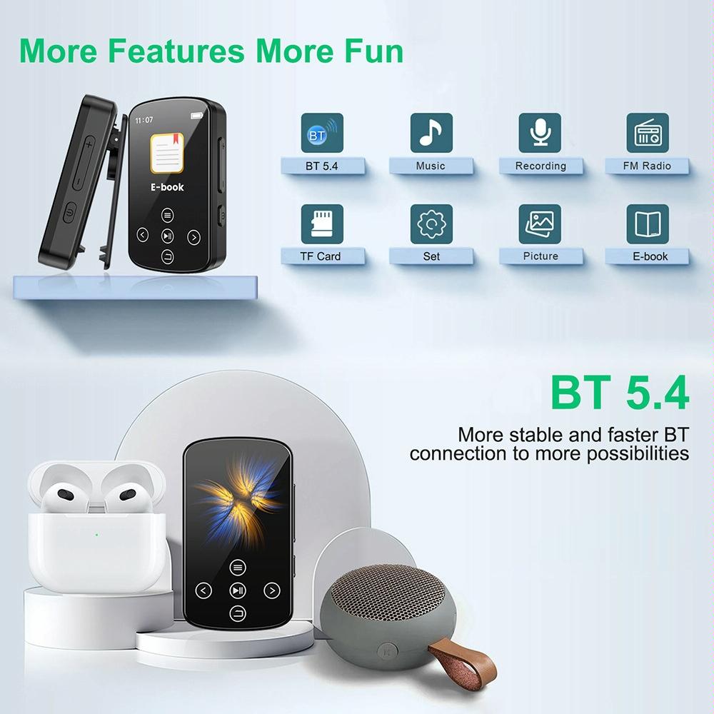 Touch Screen Mp3 Bluetooth Music Player 128Gb Memory Hifi Sports Clip - 16Gb