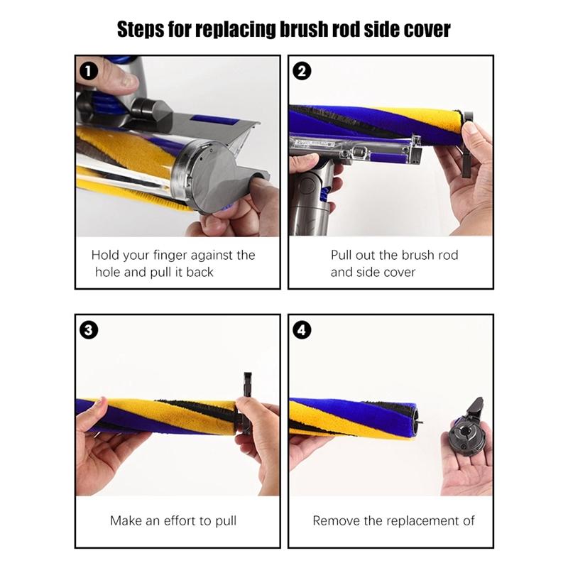 Soft Velvet Suction Head Brush for Dyson V12 V15 Slim Vacuum Cleaner - Yellow Blue