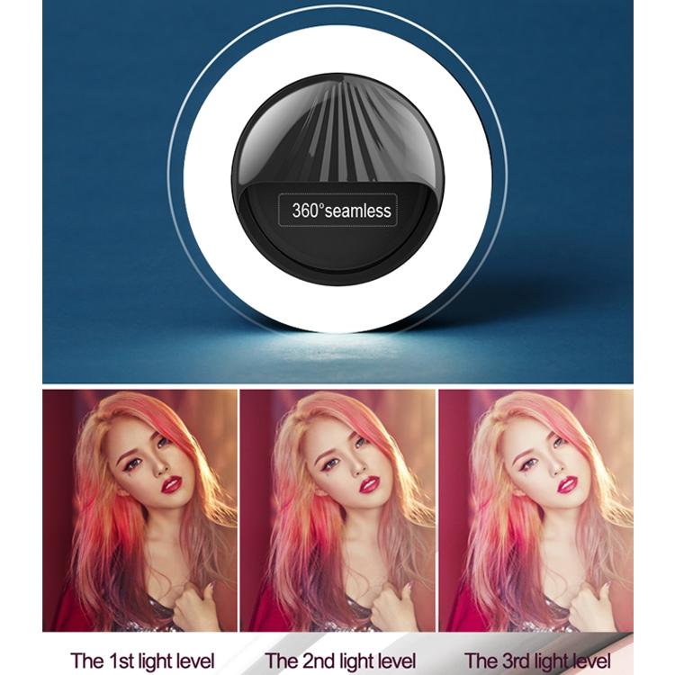 Rechargeable Selfie Light Clip for Beauty and Flash Fill - Black