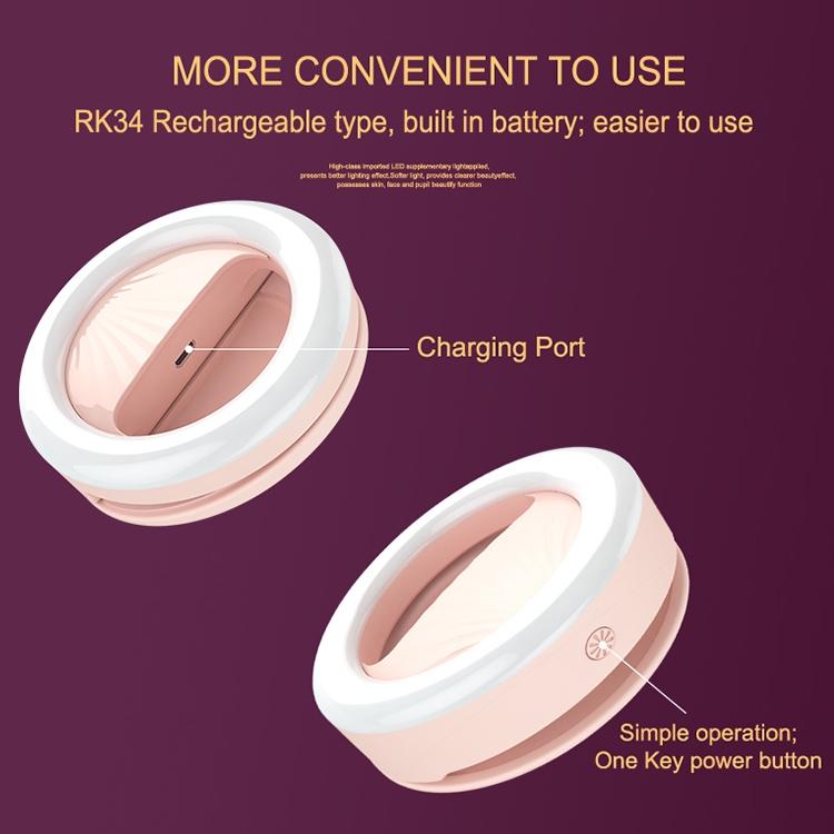 Rechargeable Selfie Light Clip for Beauty and Flash Fill - Black