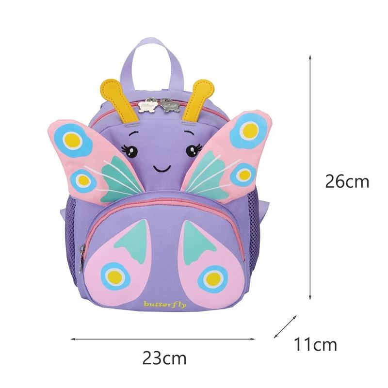 Girls' Butterfly Backpack - Compact and Colourful - Rose Red