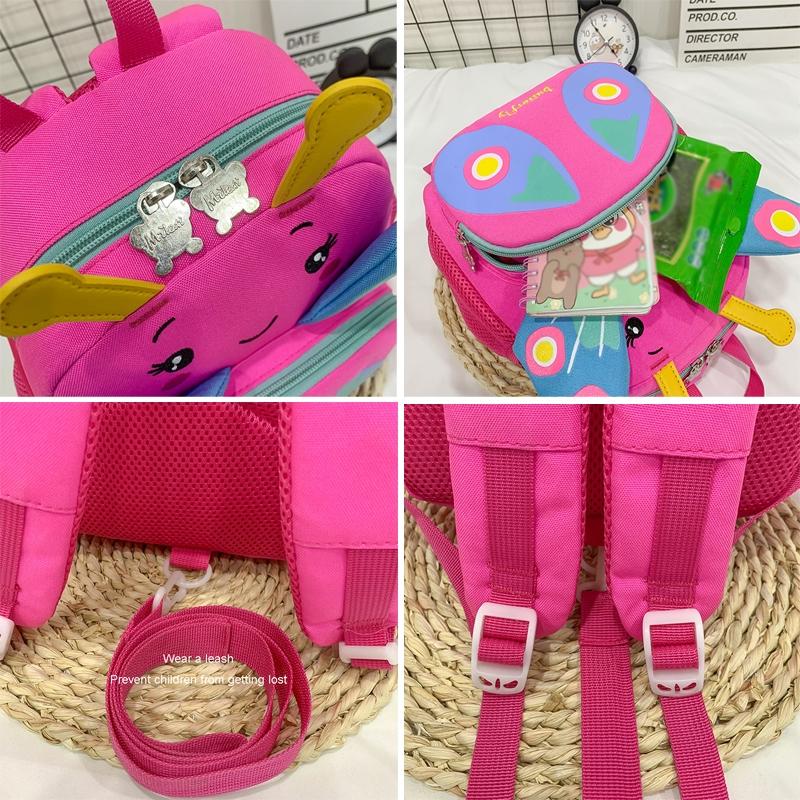 Girls' Butterfly Backpack - Compact and Colourful - Rose Red