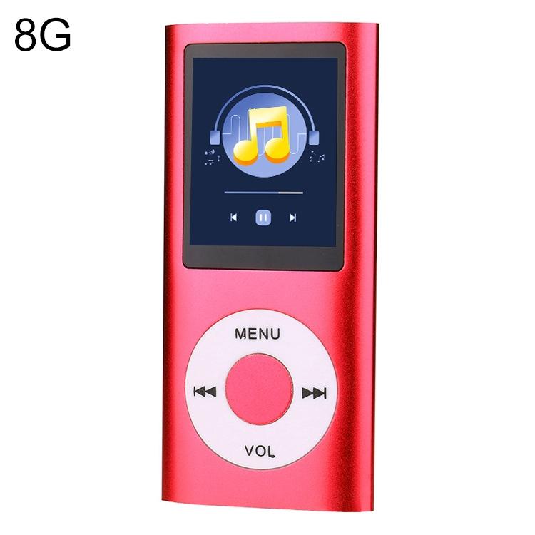 1.8 Inch Metal Mp4 Player + 16G Tf Card + Earphone + Cable - Red - With Earphone+Cable