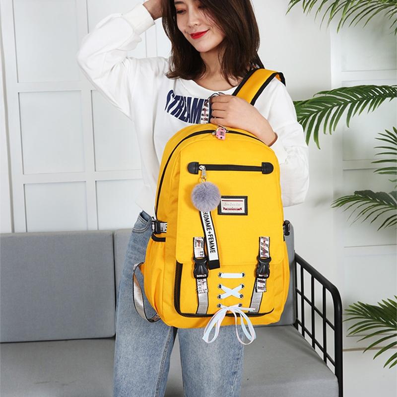 Anti-theft Usb Backpack for Sports and Leisure - Yellow