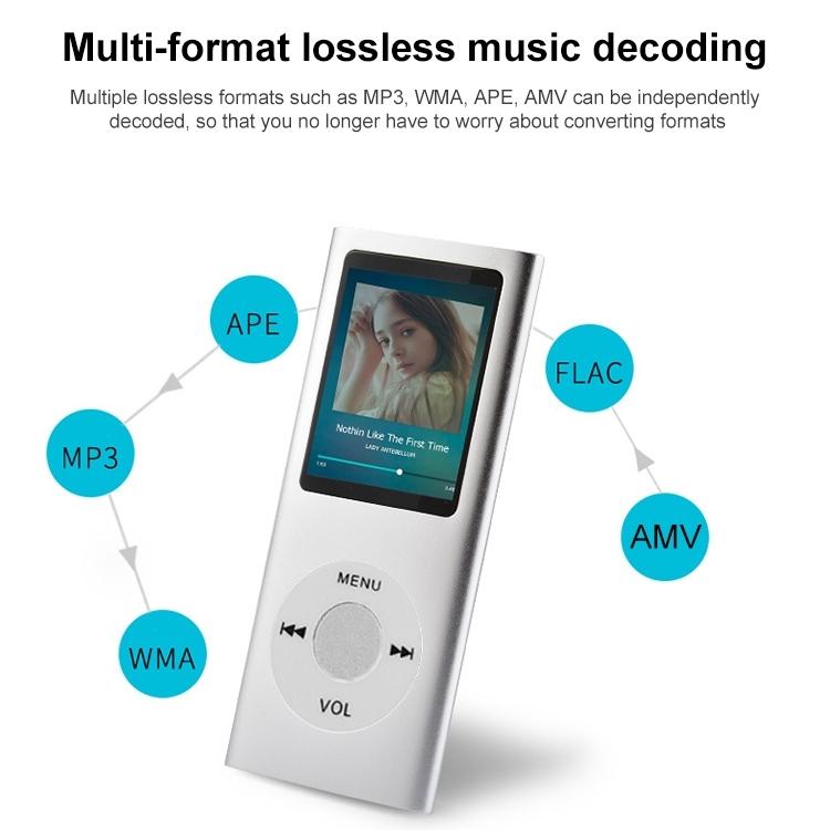1.8 Inch Metal Mp4 Player + 16G Tf Card + Earphone + Cable - Blue - With 8G Tf Card+Earphone+Cable