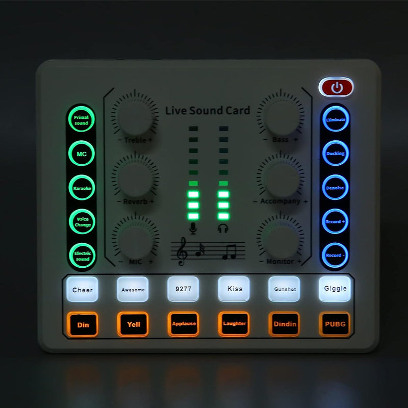 Vibe Geeks Noise Reduction Sound Card Digital Audio Mixer for Live Streaming-typec Rechargeable - Black