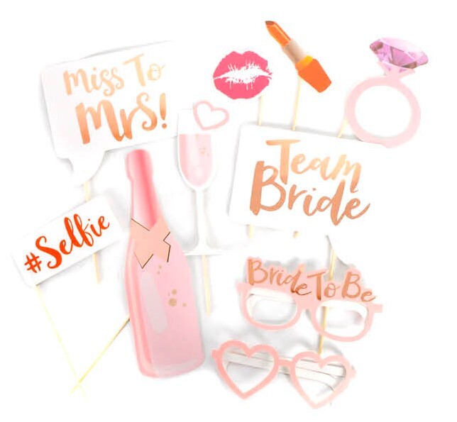 10-Pack Bride-to-Be Photo Booth Props - Bachelorette Party Selfie Kit