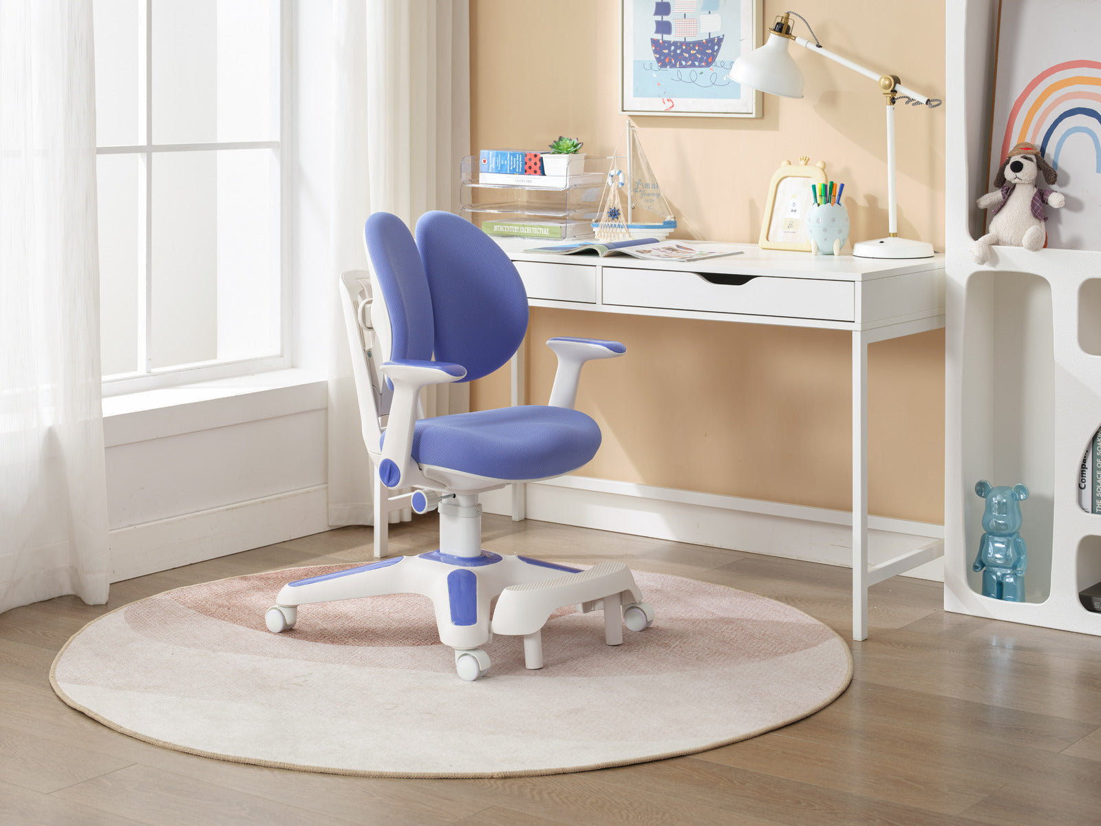 Ergonomic Children Kids Study Chair Set of 4 Height Adjustable - Blue