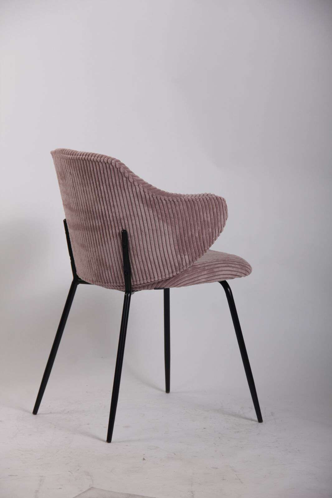 Set of 2 Dining Chairs with Corduroy Cord Fabric in Pink