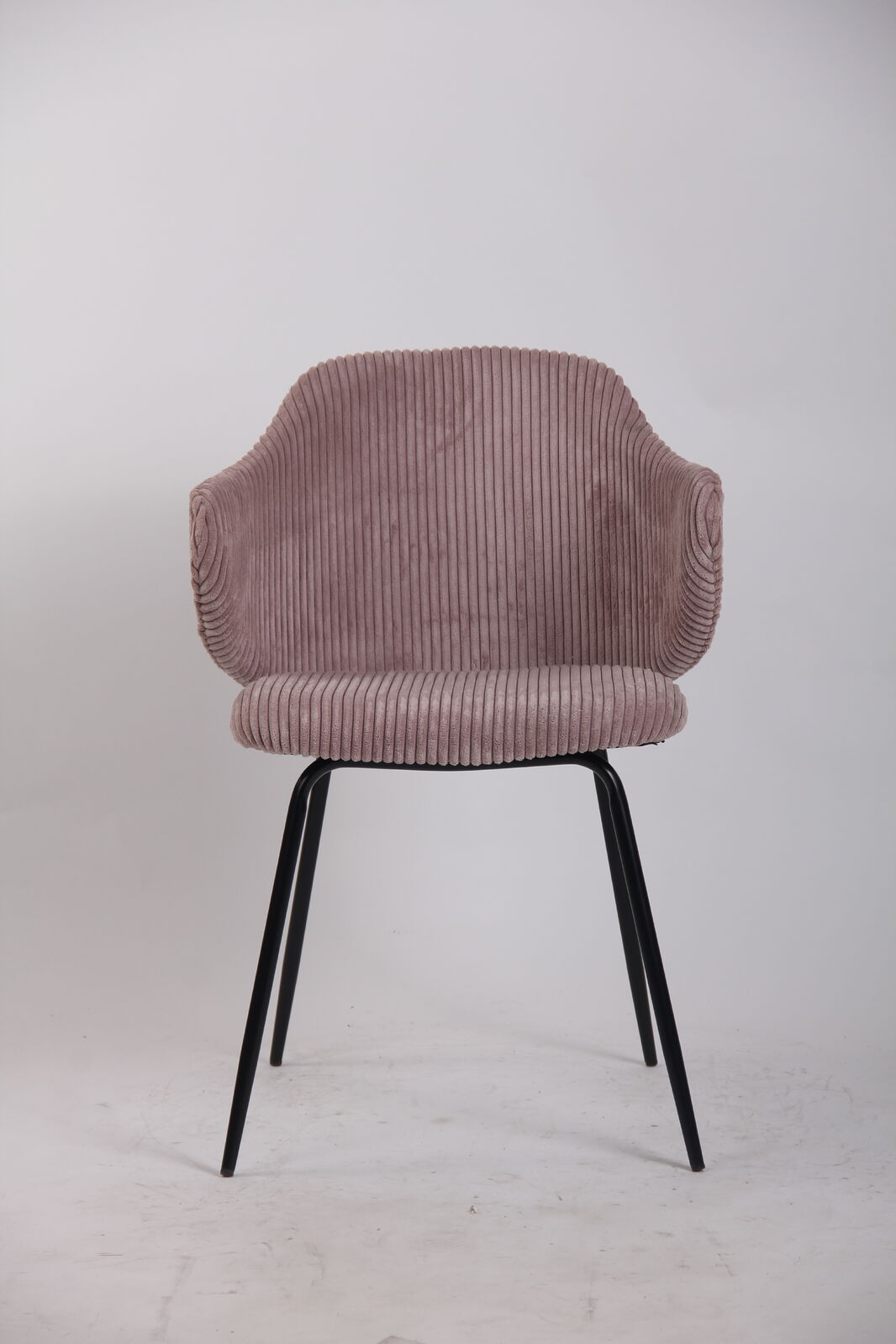Set of 6 Dining Chairs with Corduroy Cord Fabric in Pink