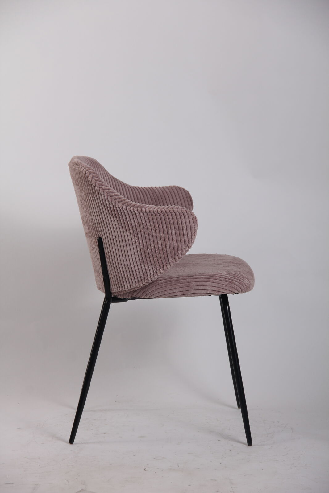 Set of 6 Dining Chairs with Corduroy Cord Fabric in Pink