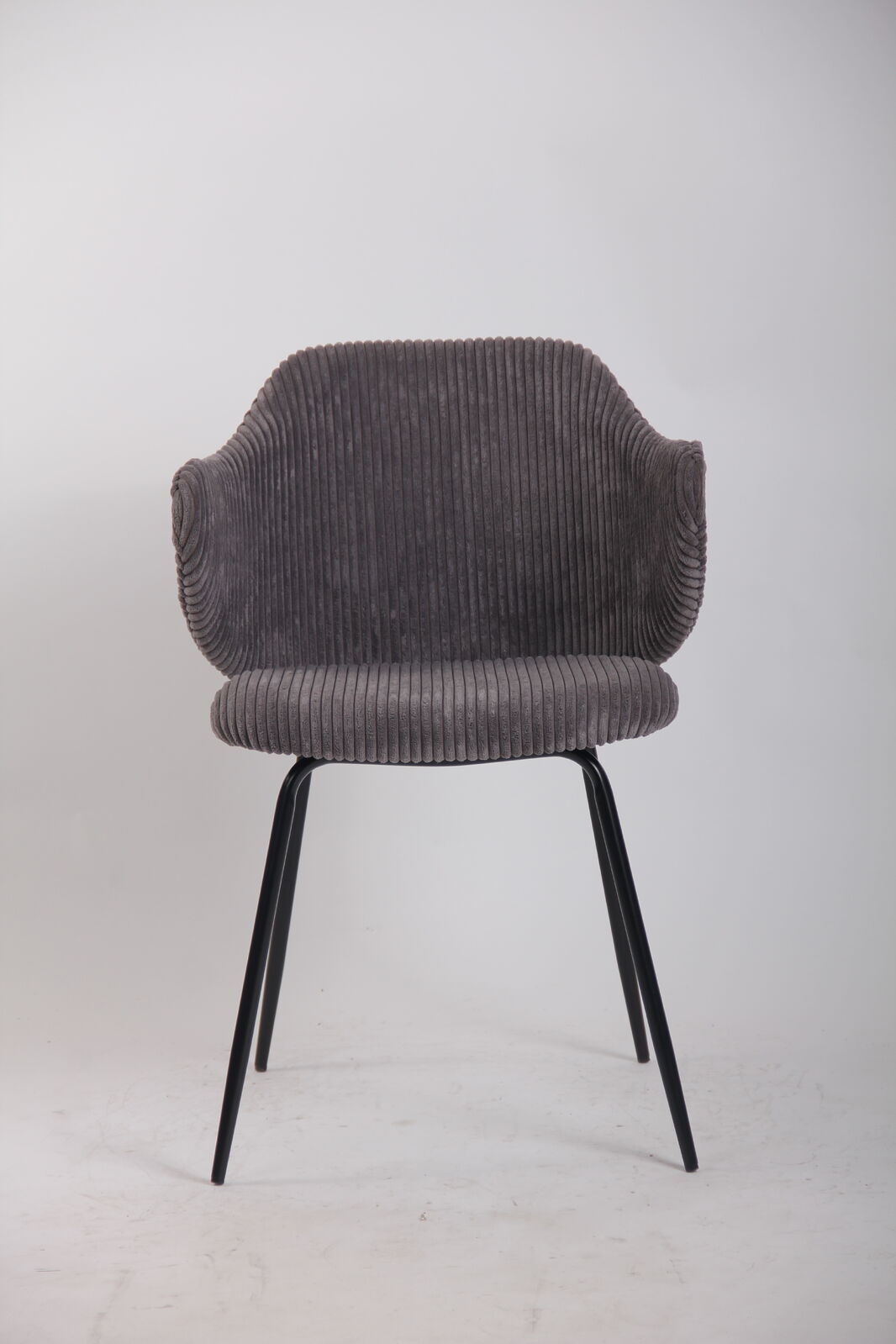 Set of 6 Dining Chairs with Corduroy Cord Fabric in Dark Grey Lincoln