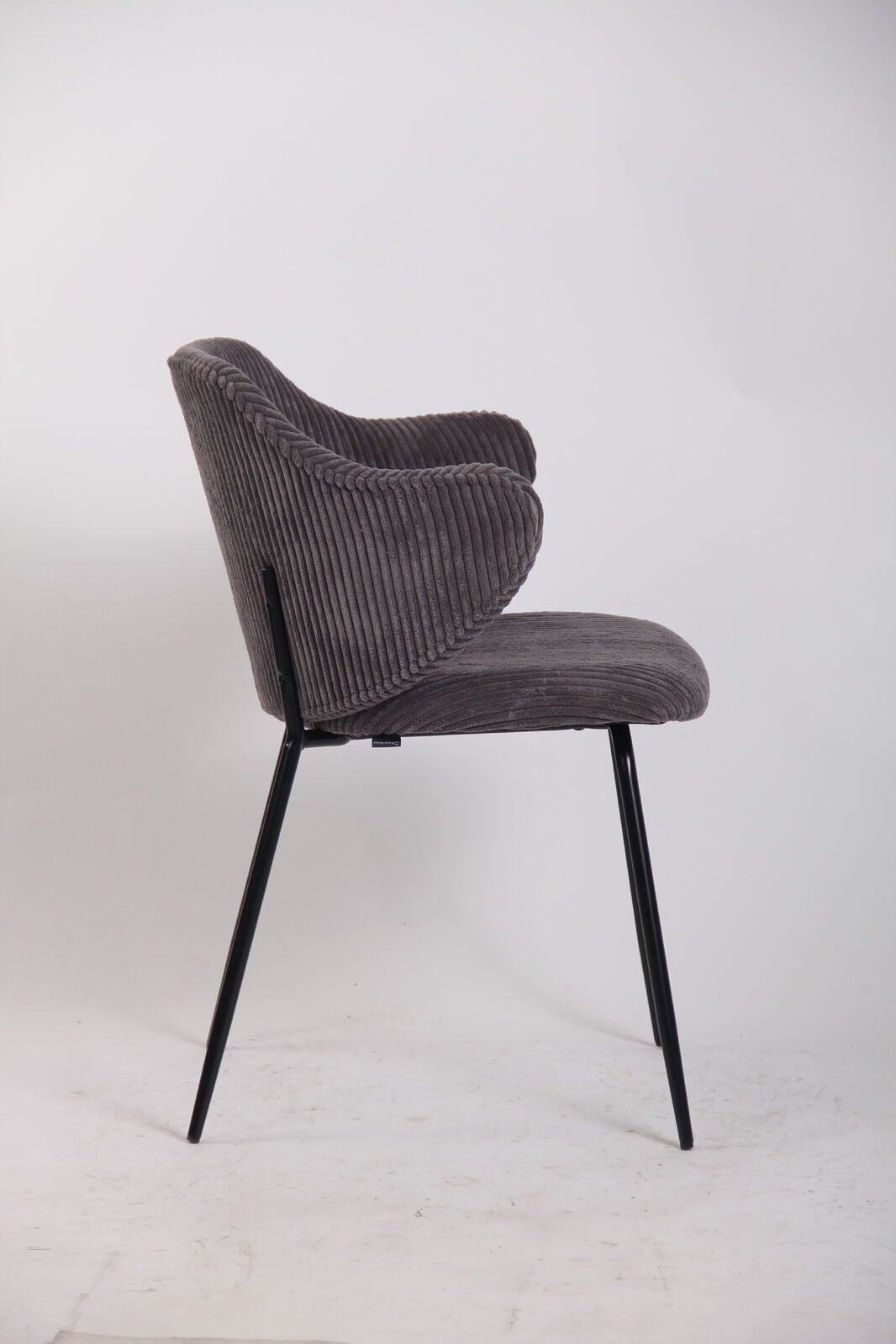 Set of 6 Dining Chairs with Corduroy Cord Fabric in Dark Grey Lincoln