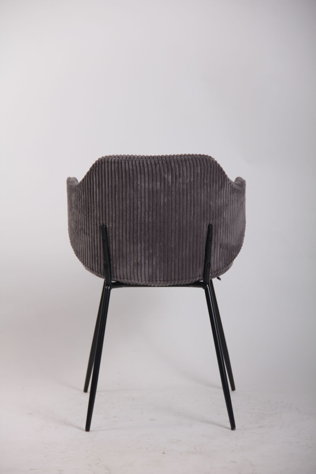 Set of 6 Dining Chairs with Corduroy Cord Fabric in Dark Grey Lincoln