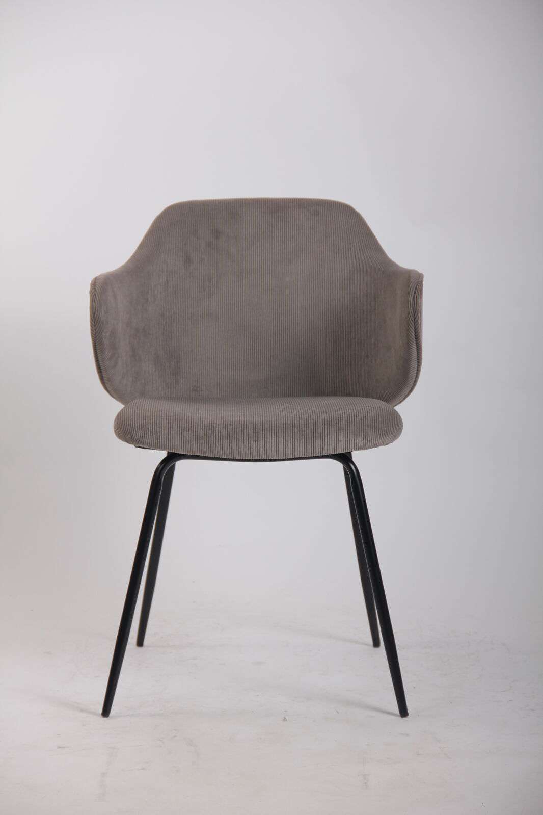 Set of 2 Dining Chairs with Corduroy Cord Fabric in Grey