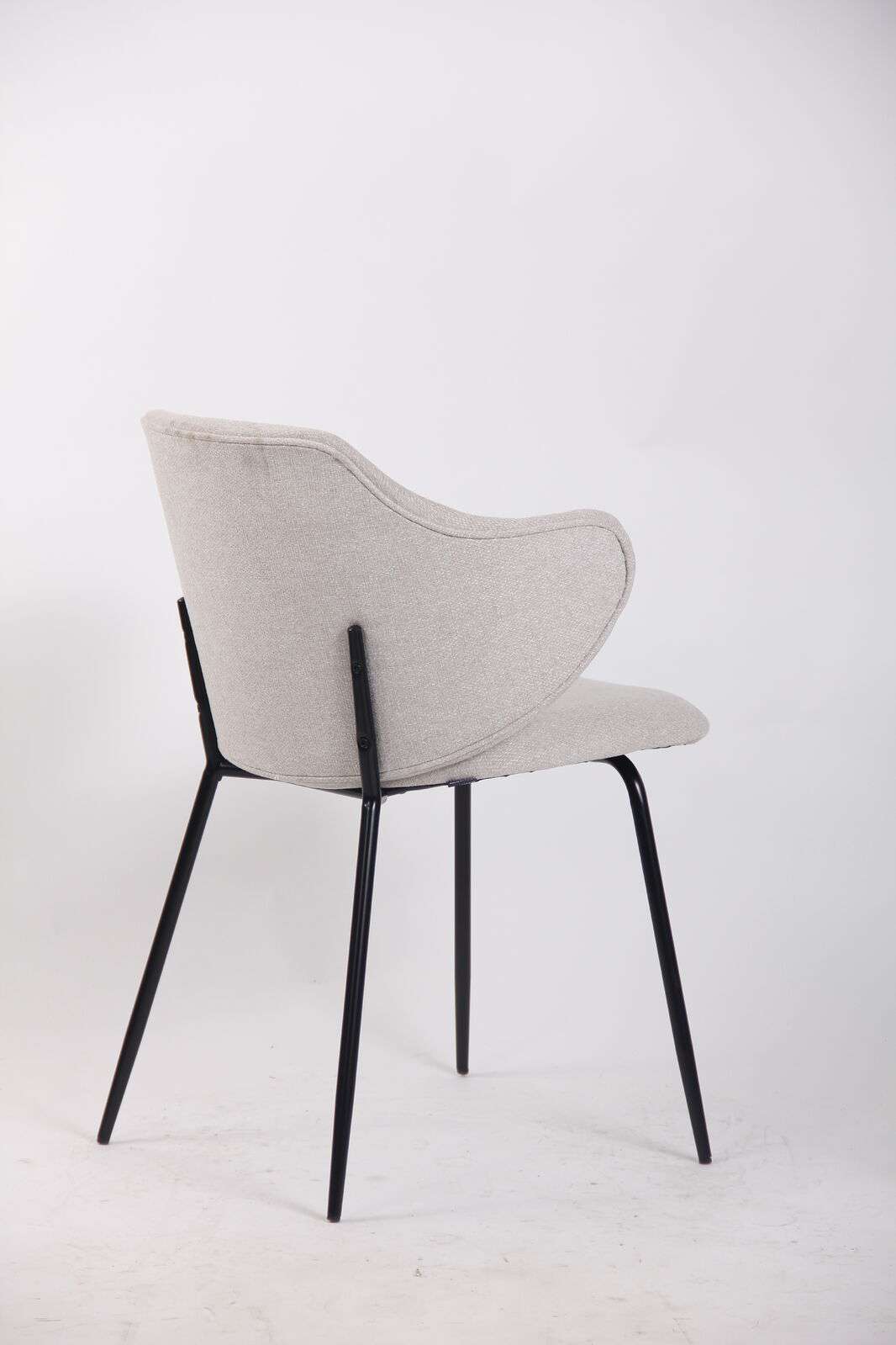 Set of 4 Dining Chairs Fabric with Metal Legs in Ivory Beige