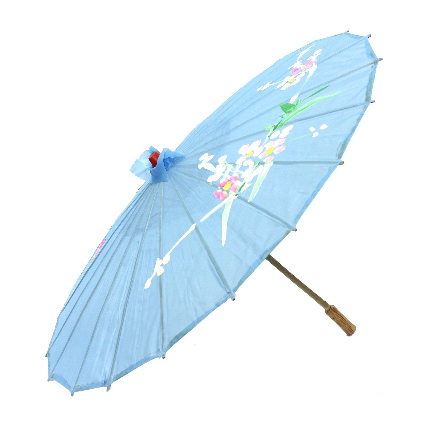6x PARASOL UMBRELLA Chinese Japanese Bamboo Flower Pattern 80cm Large BULK - Sky Blue