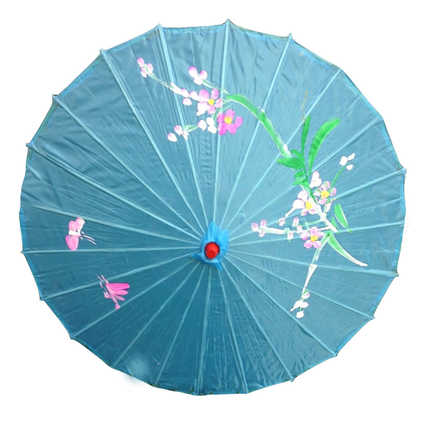 6x PARASOL UMBRELLA Chinese Japanese Bamboo Flower Pattern 80cm Large BULK - Sky Blue