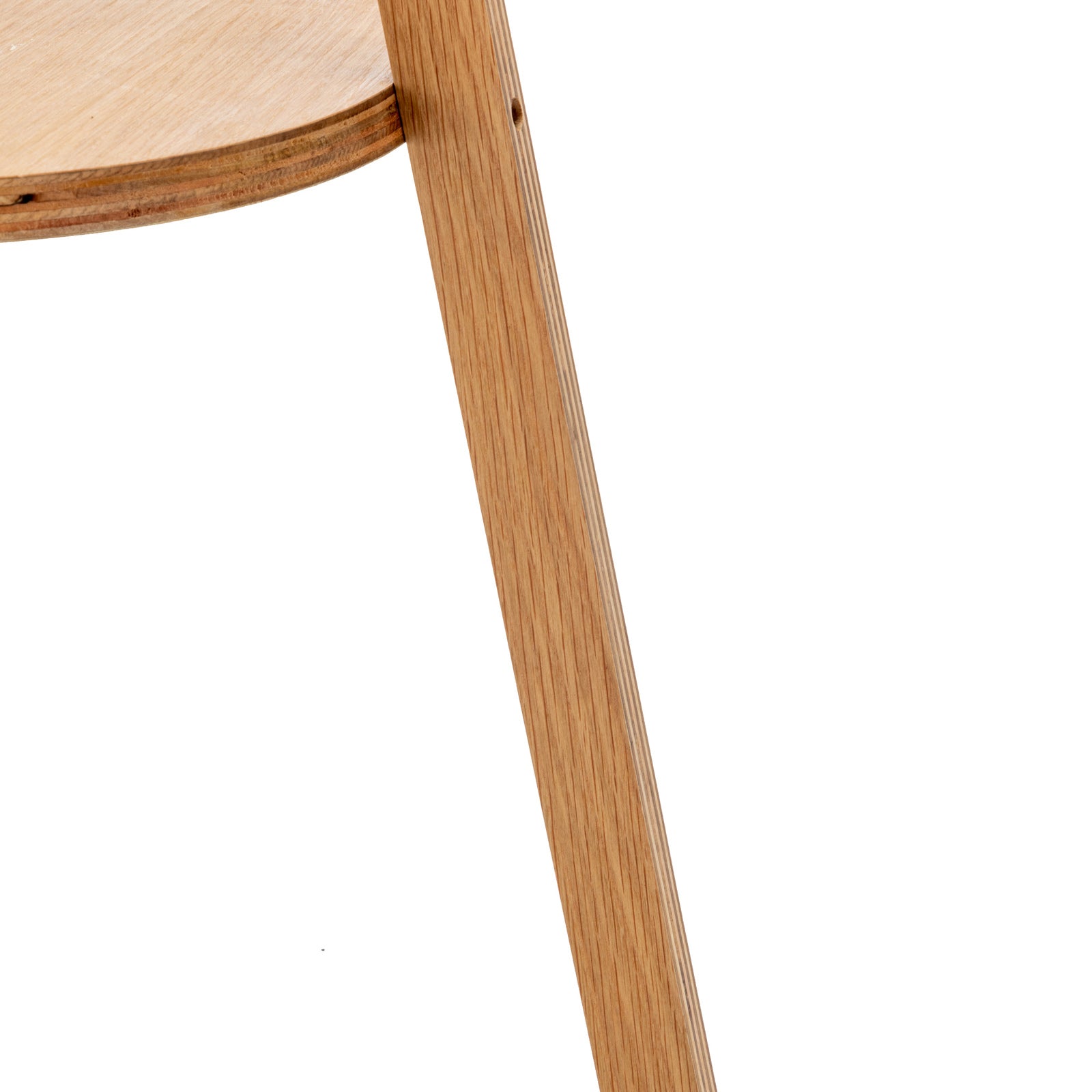 Natural wood tripod leg for floor lamp, smooth grain detail