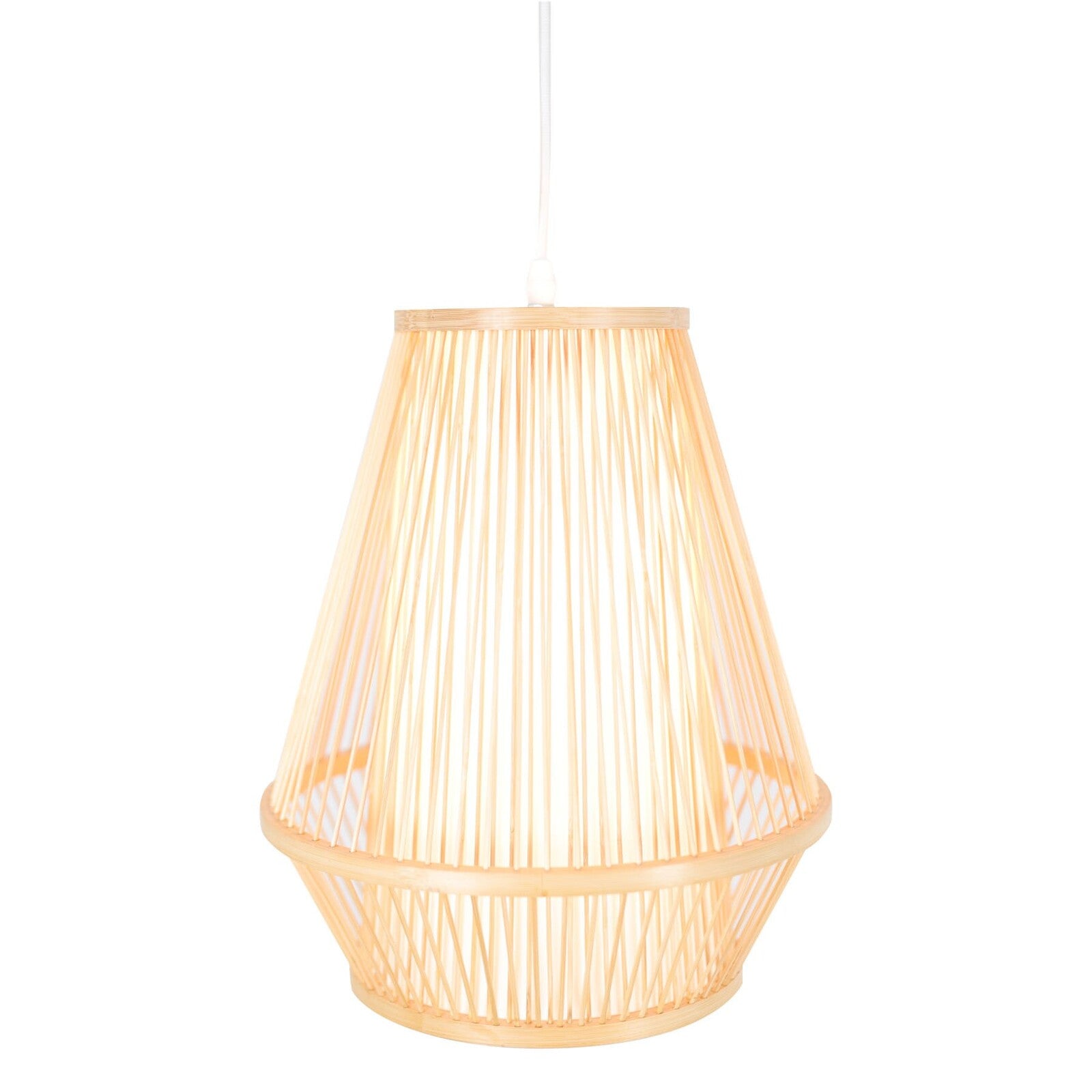 Natural bamboo woven bell pendant lamp shade with hanging cord