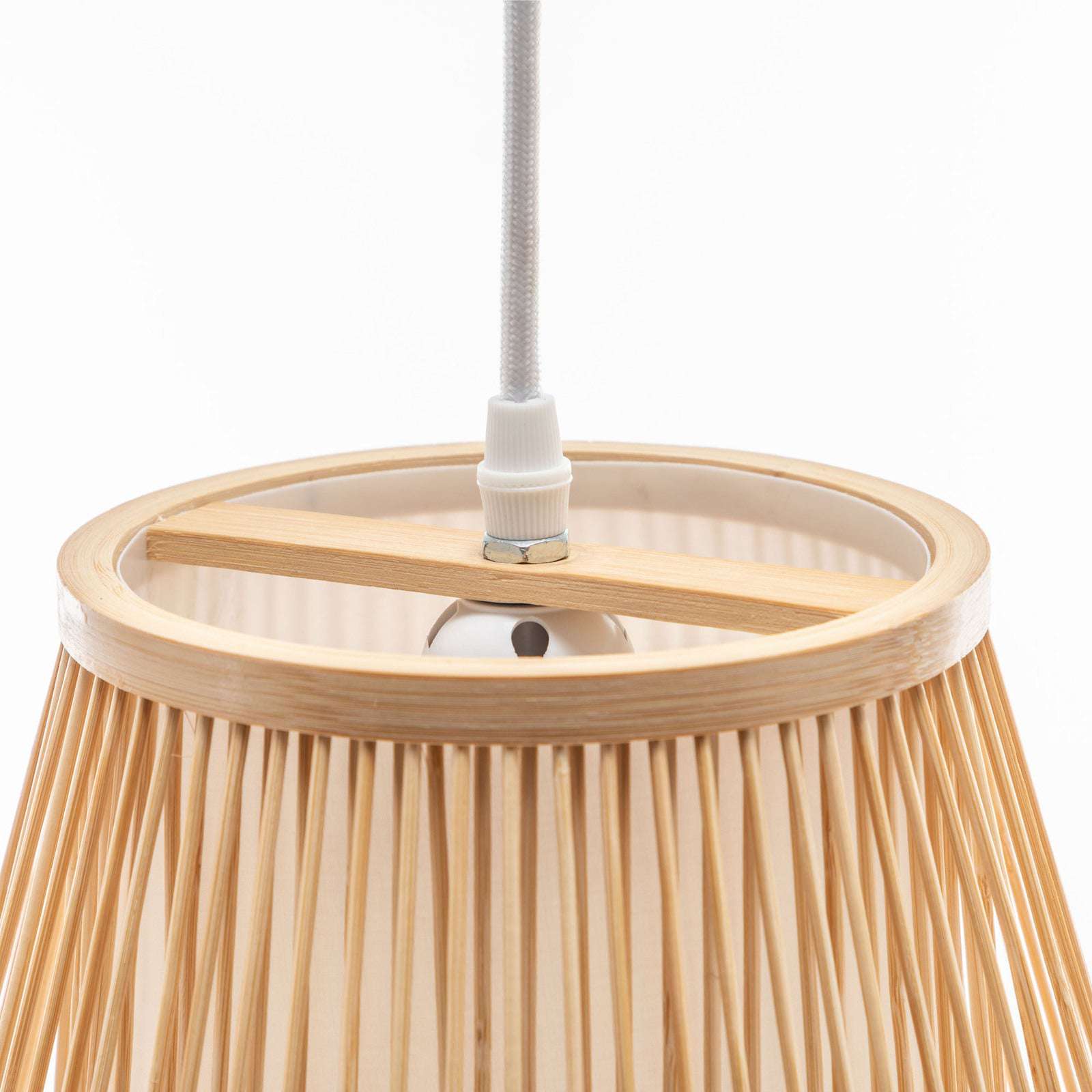 Natural Woven Bamboo Empire Pendant Lamp Hanging Light Bell Shade Boho Tropical