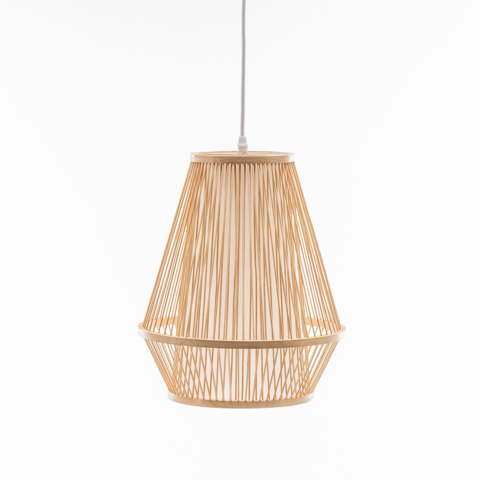 Natural bamboo woven bell pendant lamp shade with hanging cord