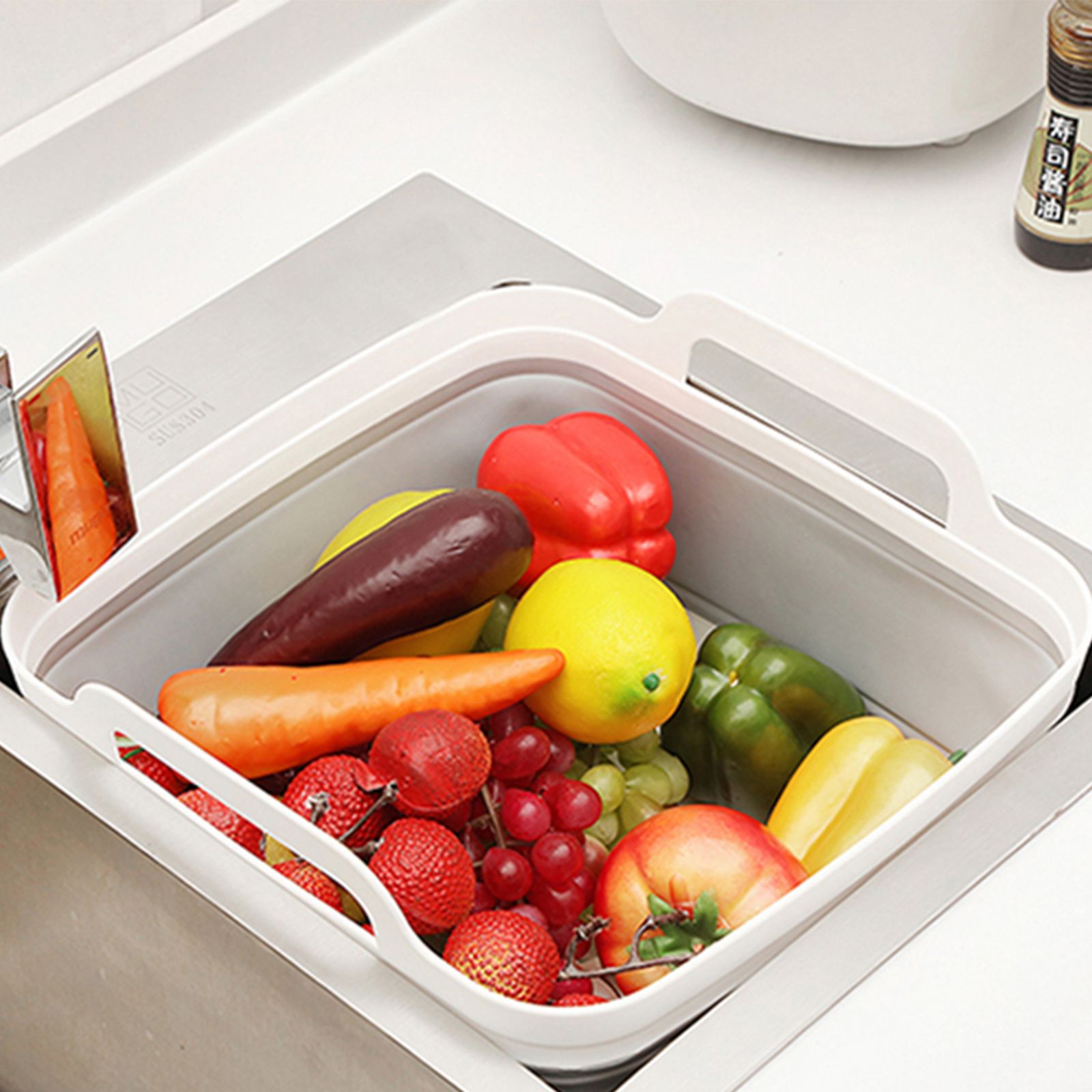 2x Collapsible Strainer Foldable Fruit Veggies Wash Colander Storage Basket Bedworld