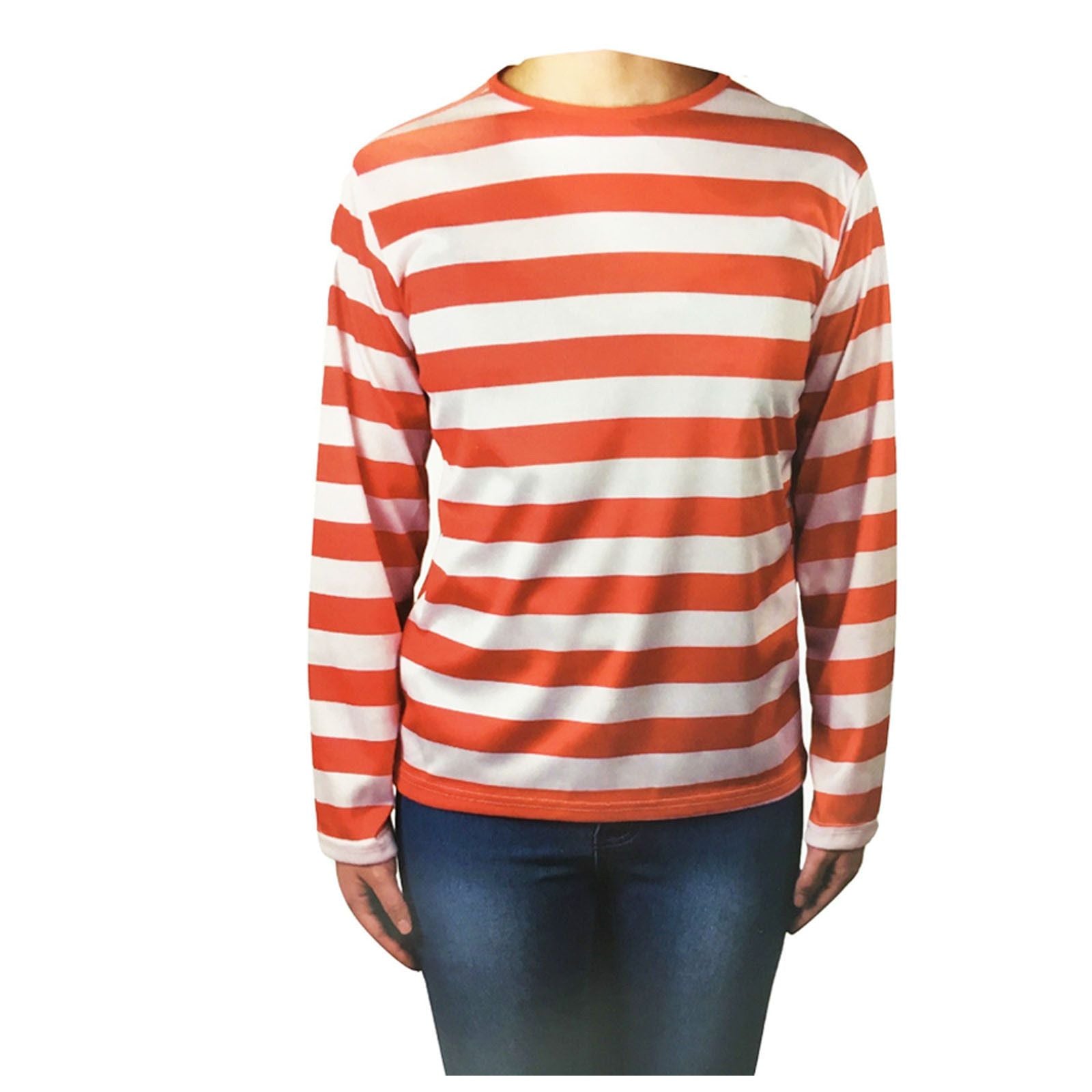 KIDS Red and White Striped Top Wenda Waldo Shirt Costume Party Book Week Bedworld