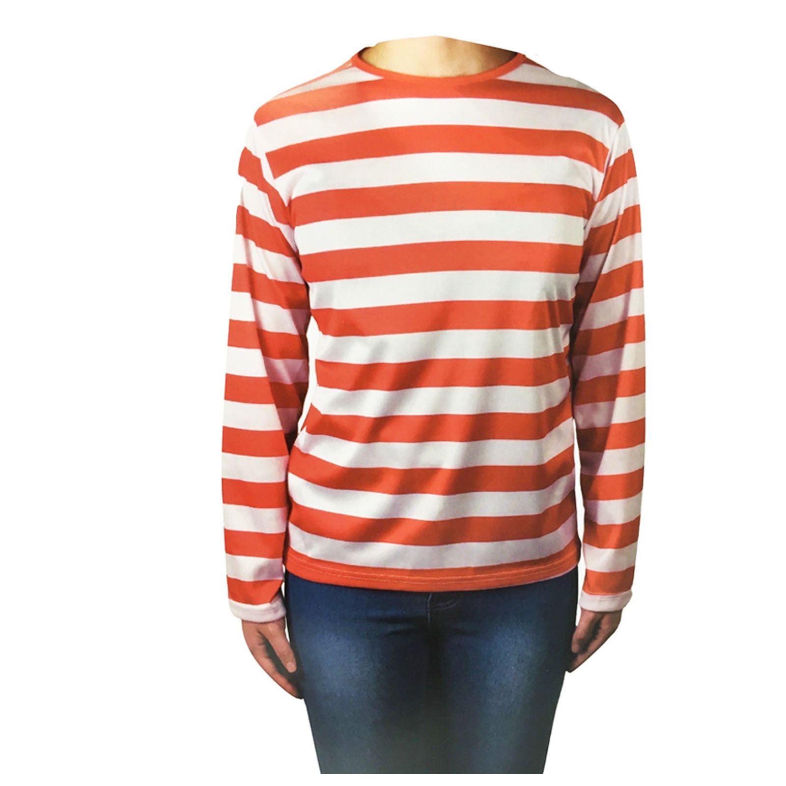 Kids long-sleeve striped top with red and white horizontal stripes