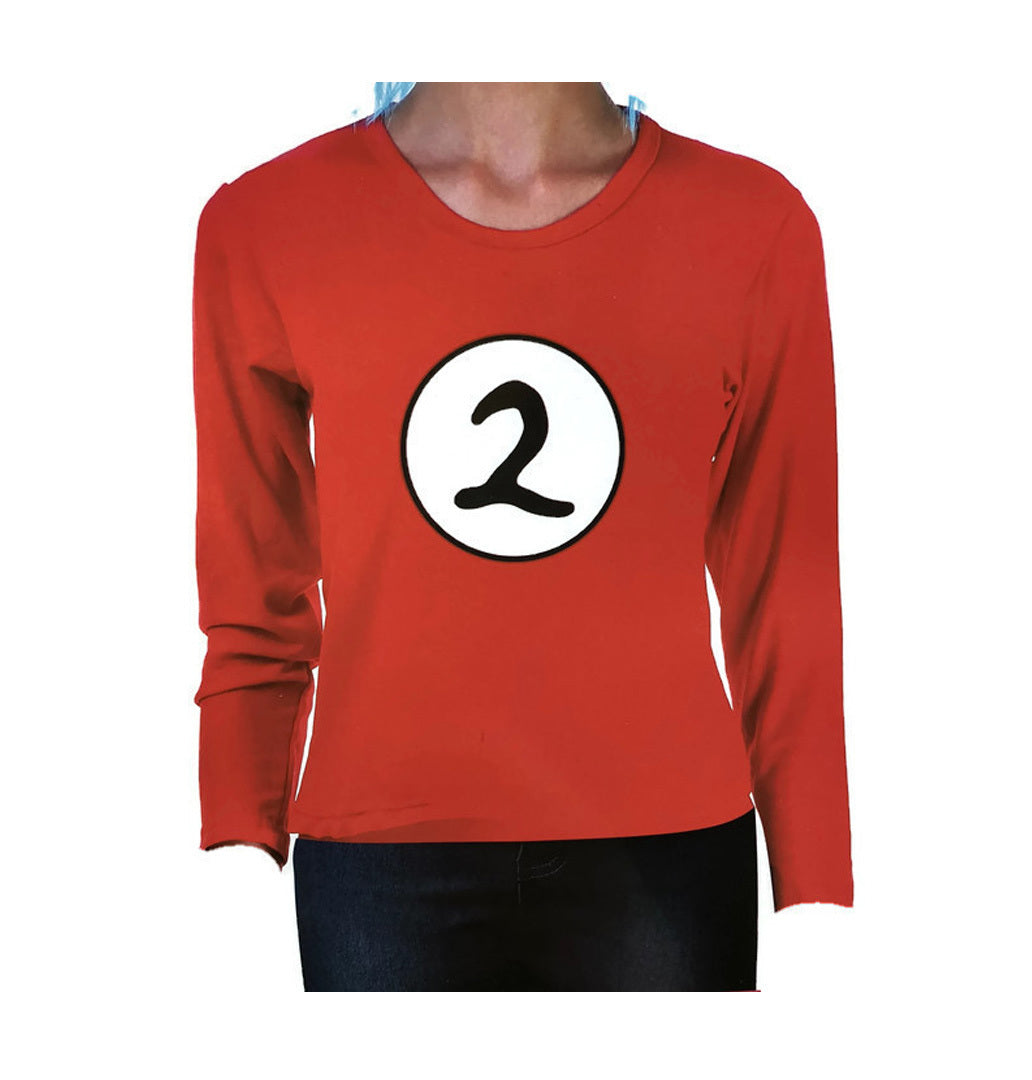 Kids Cat In The Hat Thing 2 Long Sleeve Red Top Party Costume Book Week - M (7-9 Years Old)