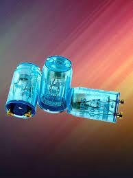 Philips S10 safety lamp starters, blue glass components with gold bases