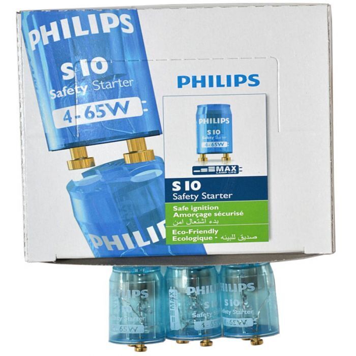Philips S10 safety starter box with blue starter cylinders and gold terminals