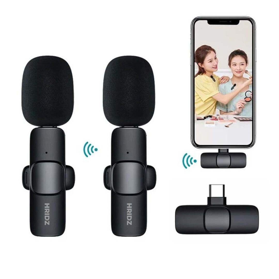Hridz HZ9 Wireless Rechargeable 2 in 1 Type-C Microphone For Podcast Recording Interview