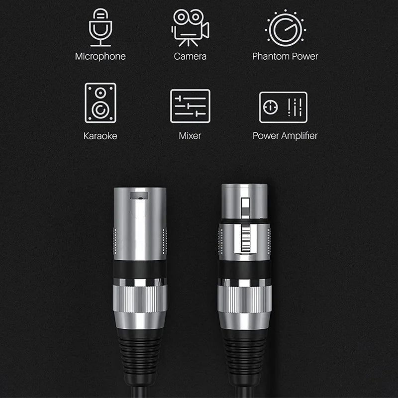 XLR audio cable connectors, silver metal barrels with ribbed black strain relief