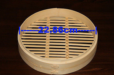 Round bamboo steamer basket lid, open top with crisscross bamboo slats