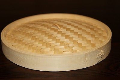 Round bamboo steamer lid, woven bamboo top with raised rim