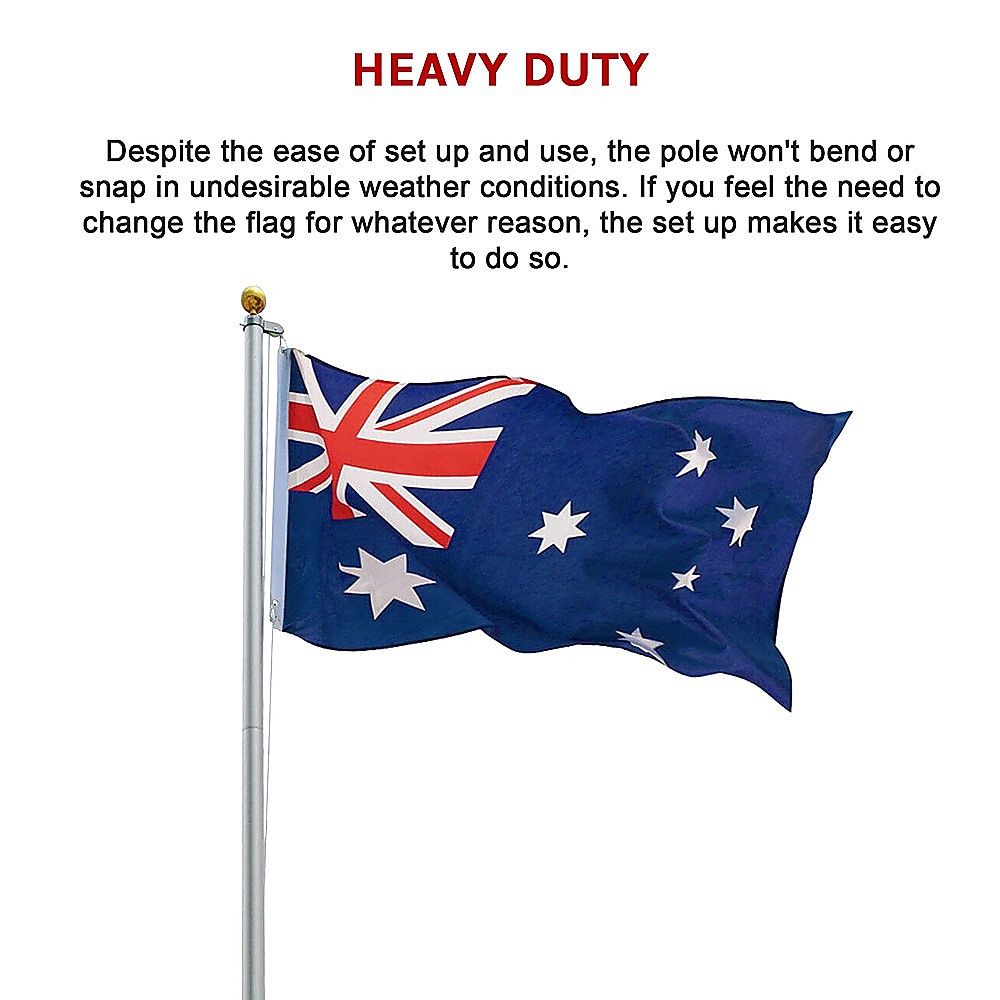 6.0m Flag Pole Full Set / Kit w Australian Flag Bedworld
