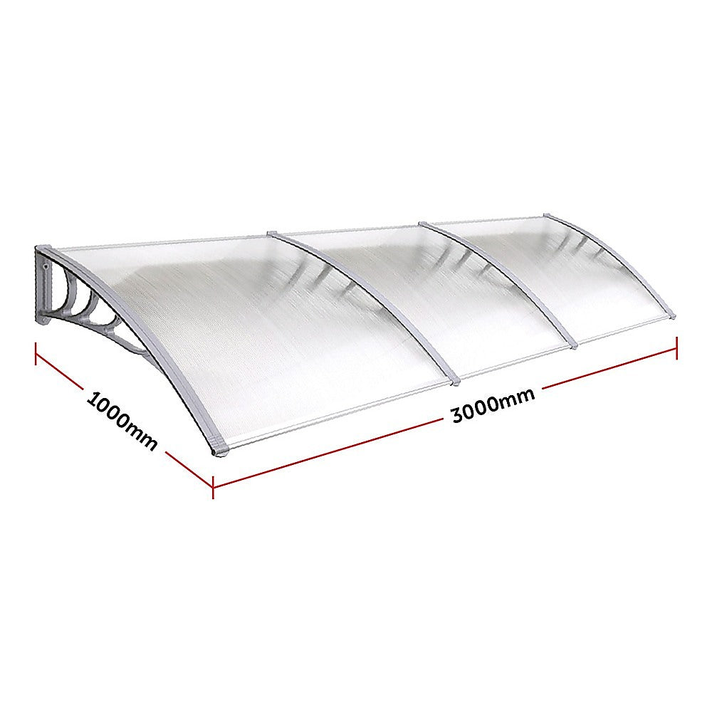 Translucent awning cover with arched panels showing size markings 1000mm and 3000mm.