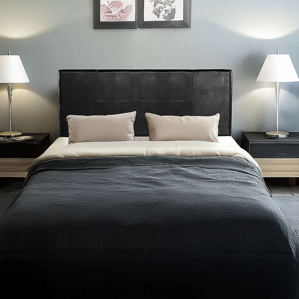 PU Leather Double Bed Headboard Bedhead - Black