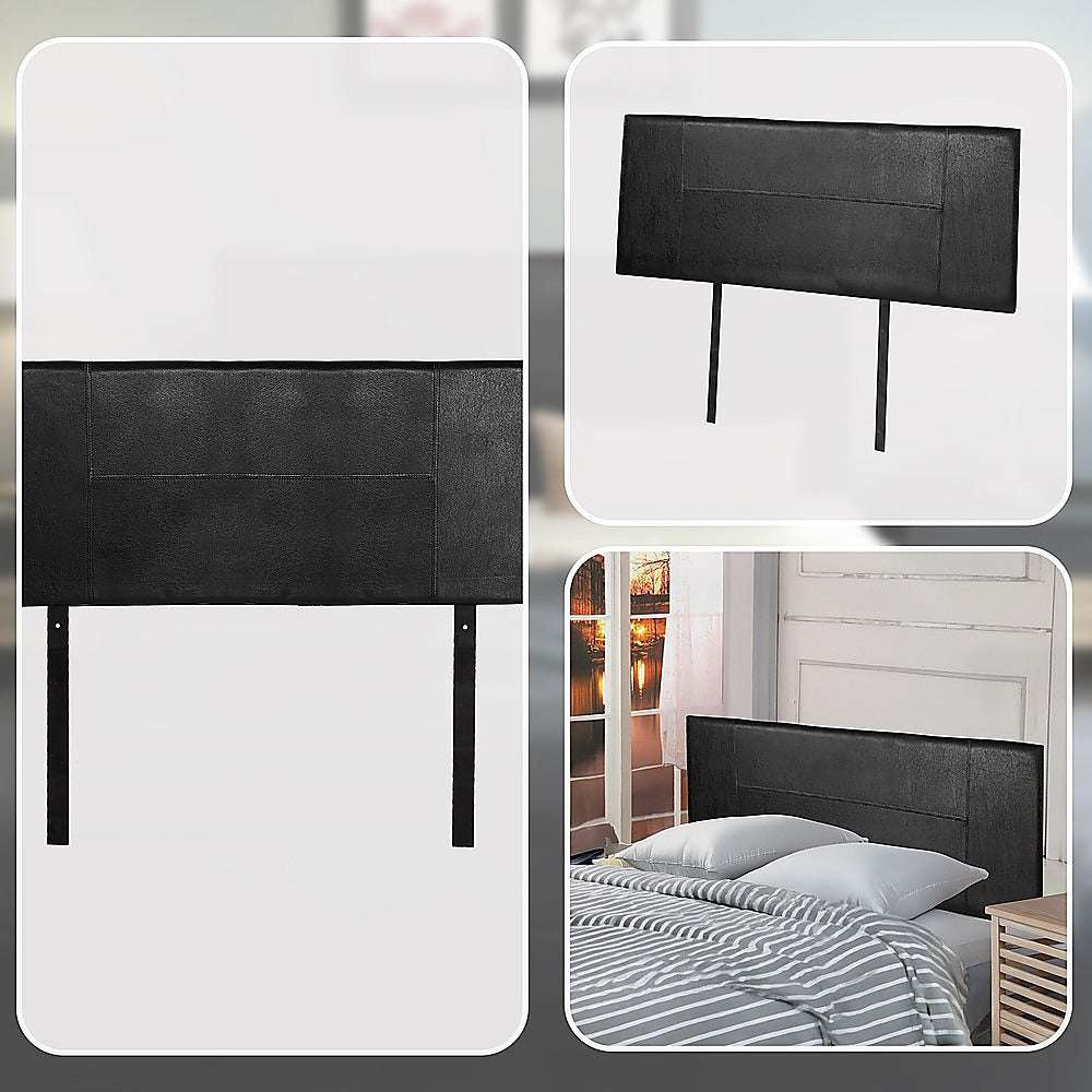 PU Leather Double Bed Headboard Bedhead - Black