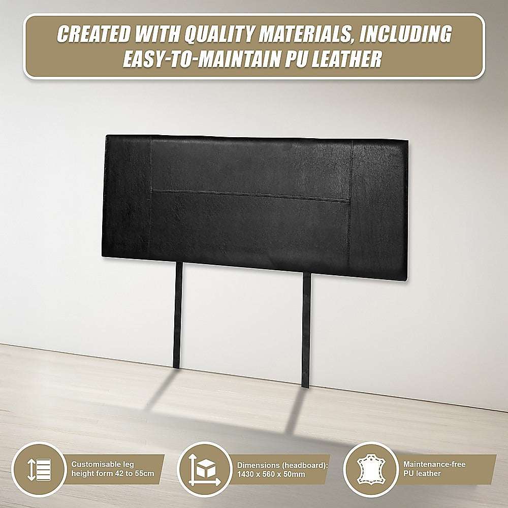 PU Leather Double Bed Headboard Bedhead - Black