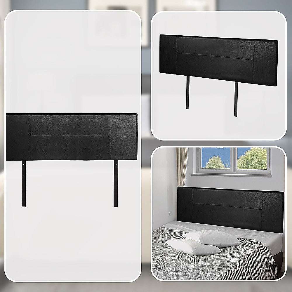PU Leather Queen Bed Headboard Bedhead - Black