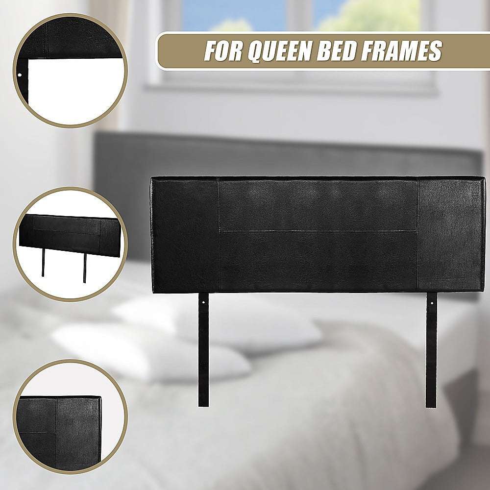 PU Leather Queen Bed Headboard Bedhead - Black